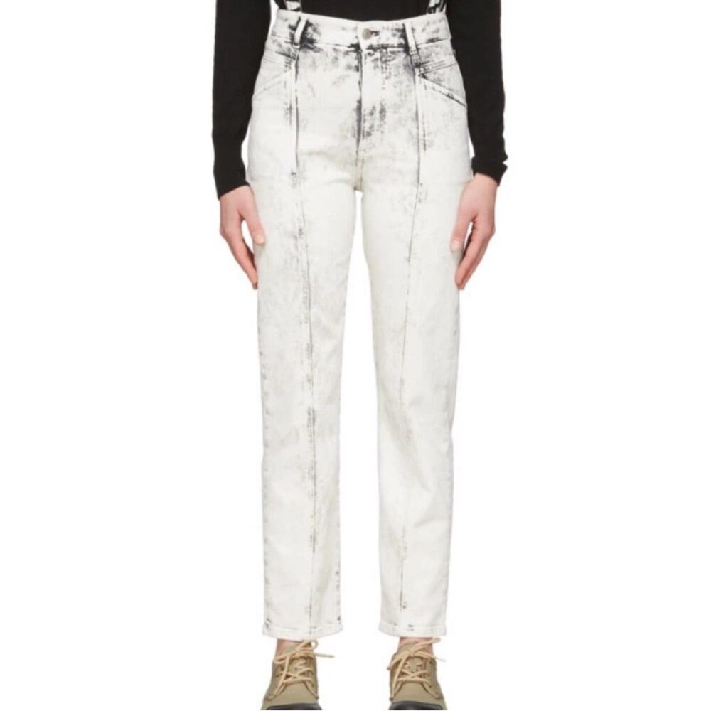 Stella McCartney White Acid-wash Galaxy Seam Jeans size 26 Tapered Ankle Cotton